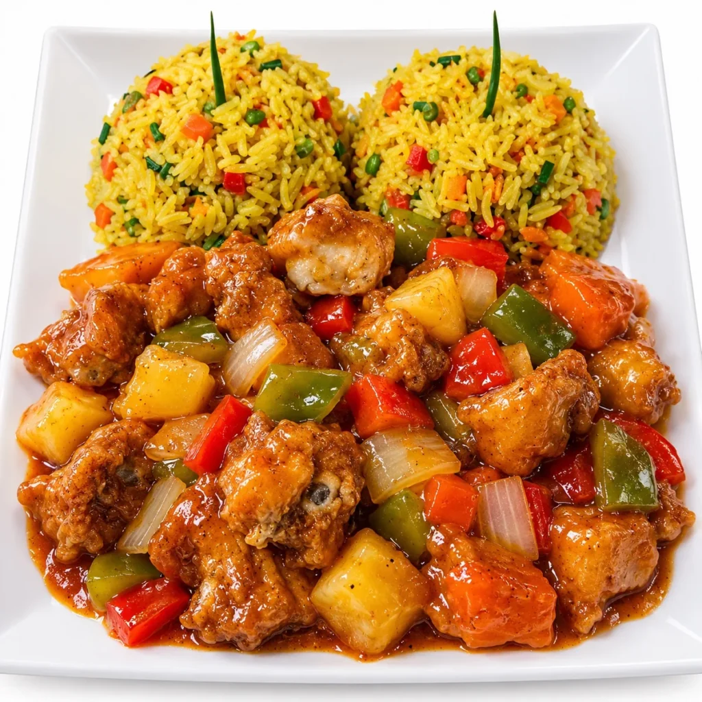Chinese Fried Rice with Sweet & Sour Chicken Sauce