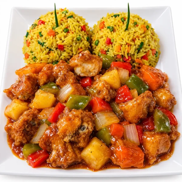 Chinese Fried Rice with Sweet & Sour Chicken Sauce